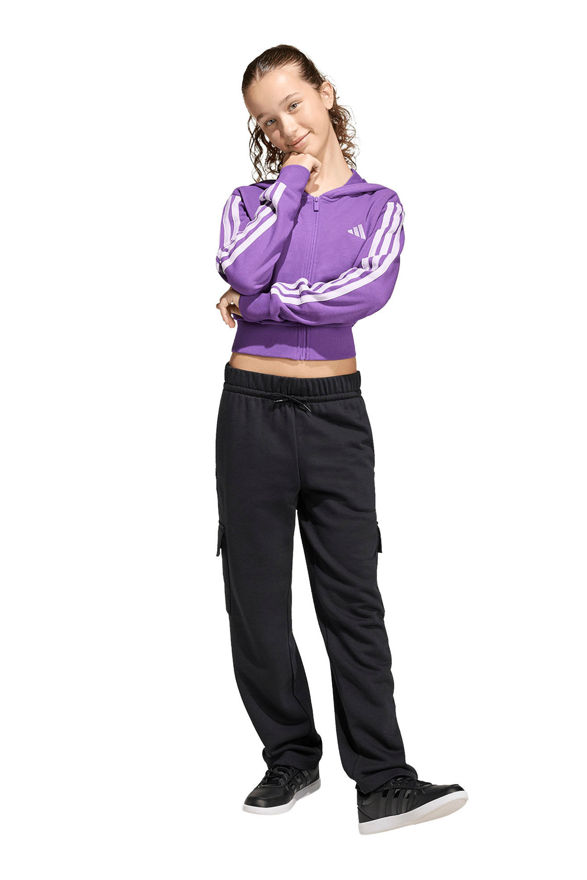 adidas Mor Kız Çocuk Sweatshirt KE3013 JG 3S FT FZ CRO - Fiyatı