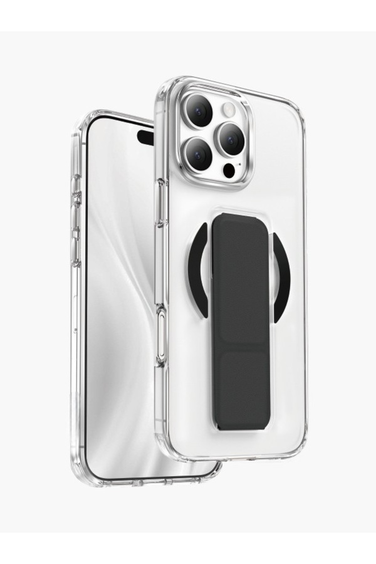 iPhone 16 Pro Max Uyumlu Manyetik Magsafe Sararmaz Kılıf Katlanabilir Stand Premium Kristal Şeffaf