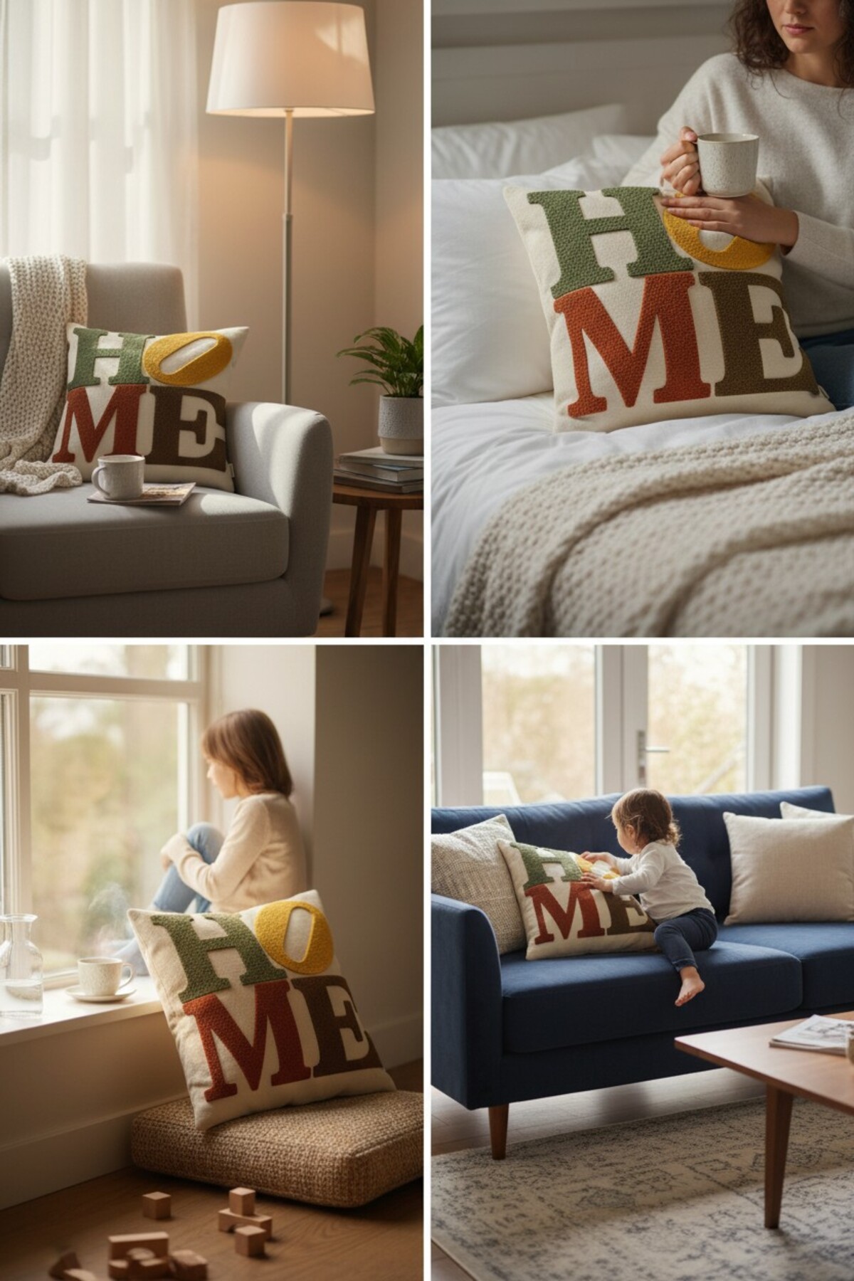 4Pcs Digital Printed Punch Punch Embroidery Pattern Square Throw Pouch