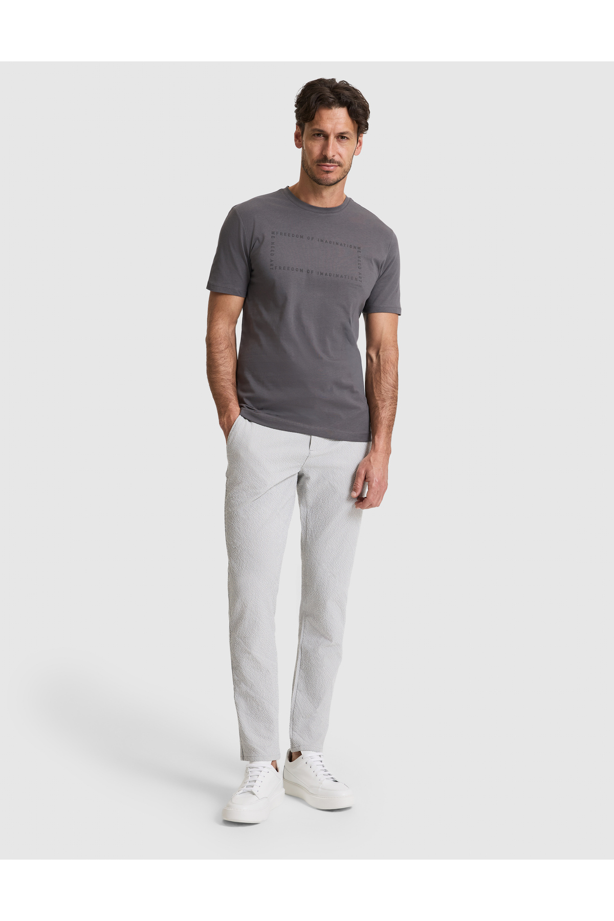 Pierre Cardin Koyu Gri Regular Fit %100 Pamuk Bisiklet Yaka Tişört 50327871-VR080 görsel 4
