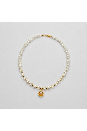 Aura Jewels İnci Detaylı Deniz Kabuğu Uçlu Kolye