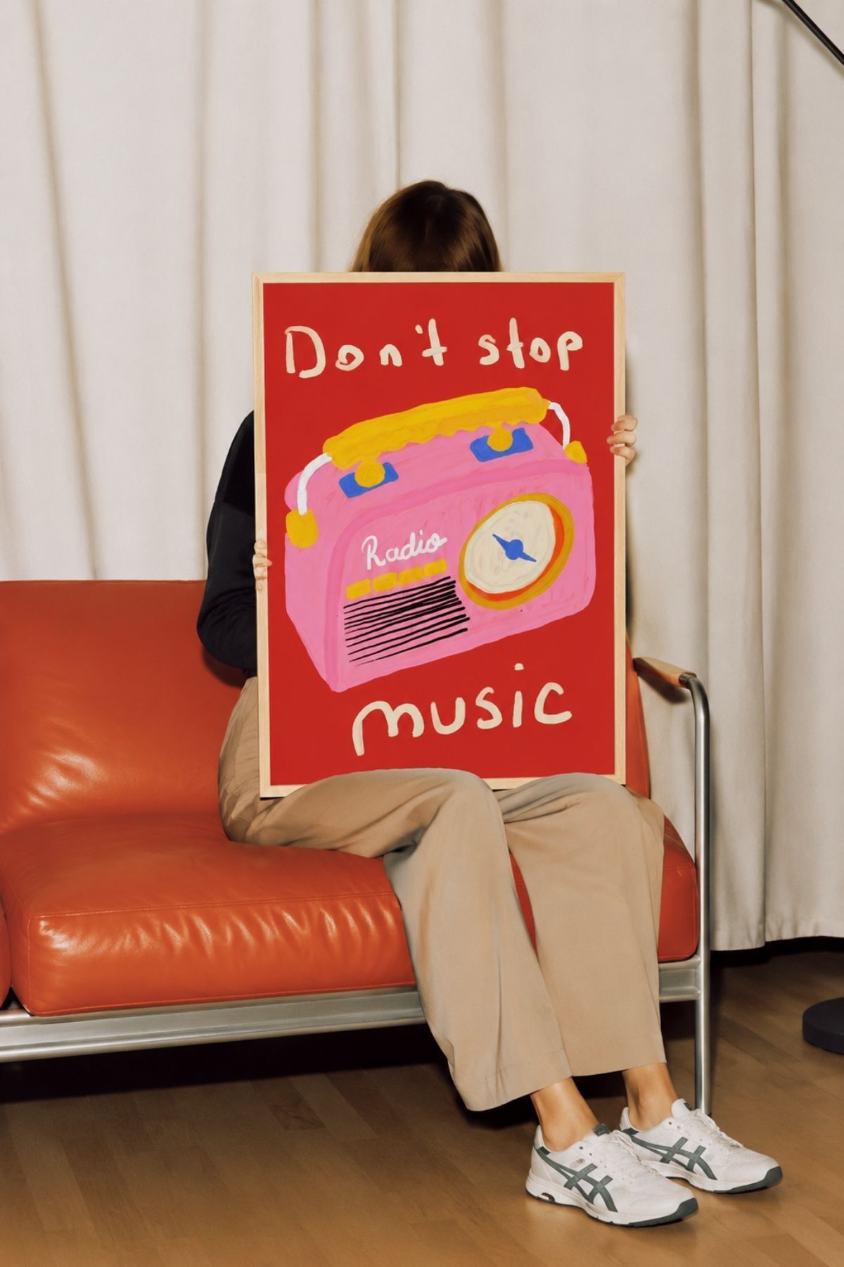 Retro Radyo Poster, Renkli Müzik Temalı Pop Art İllüstrasyon Çerçevesiz