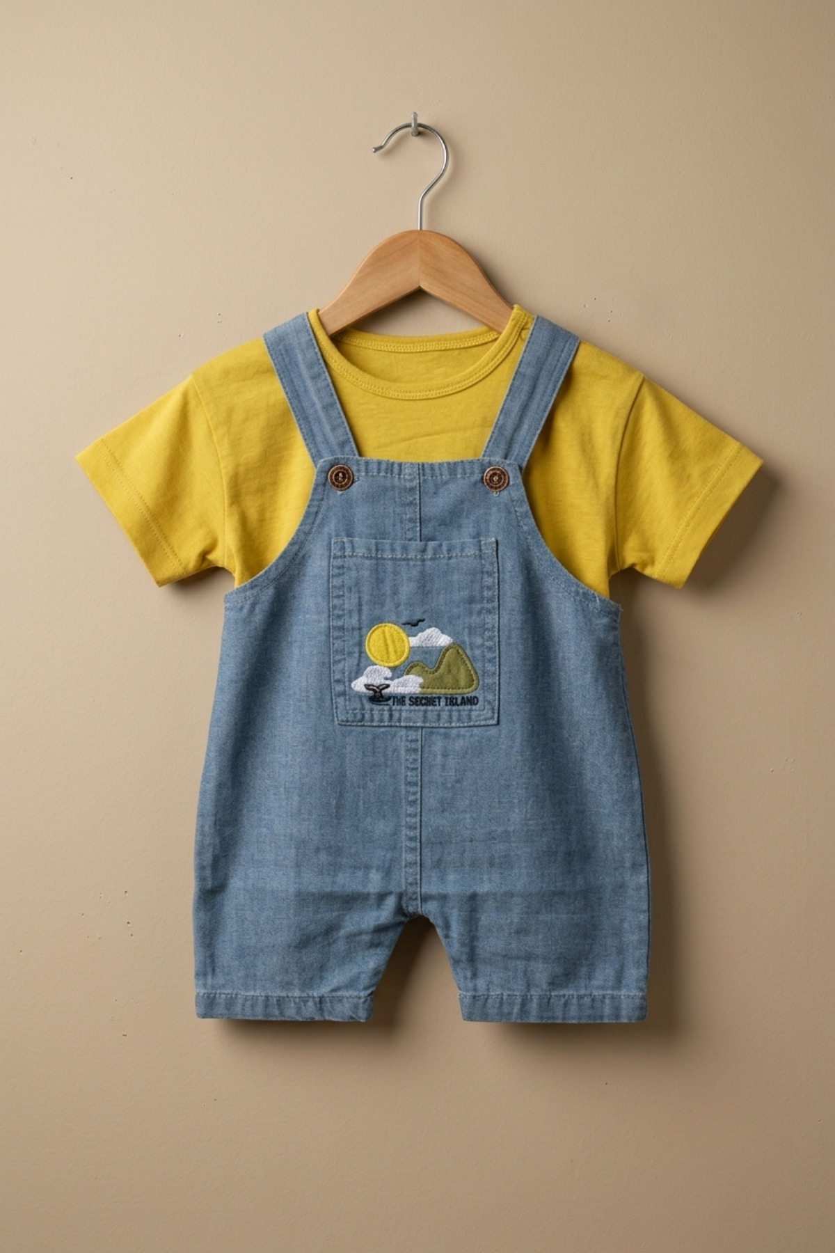 Denim Dungaree Buttoned T-Shirt Summer Baby Boy 2pcs Set