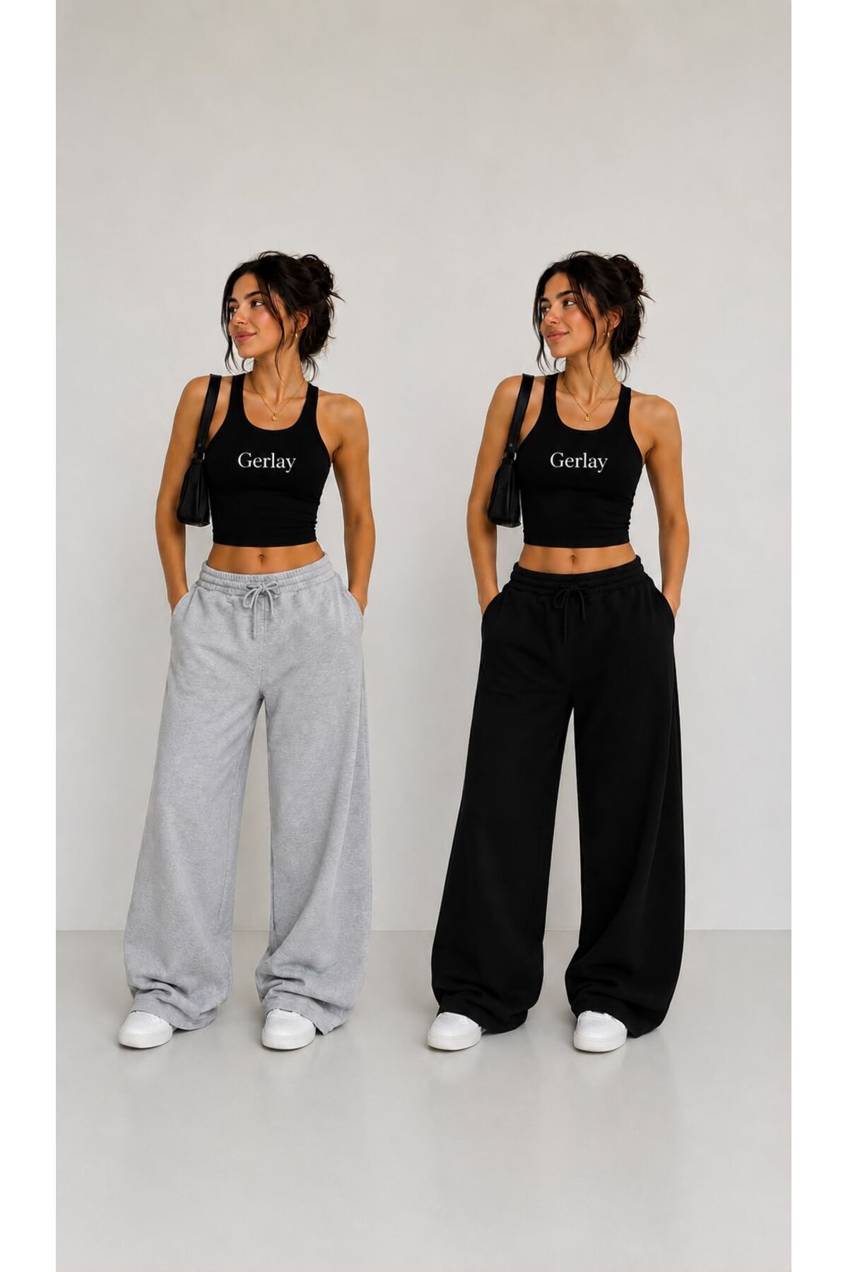 GERLAY 2 Colors Black and Grey Wide-Fit Sweatpants from Manufacturer on Sale