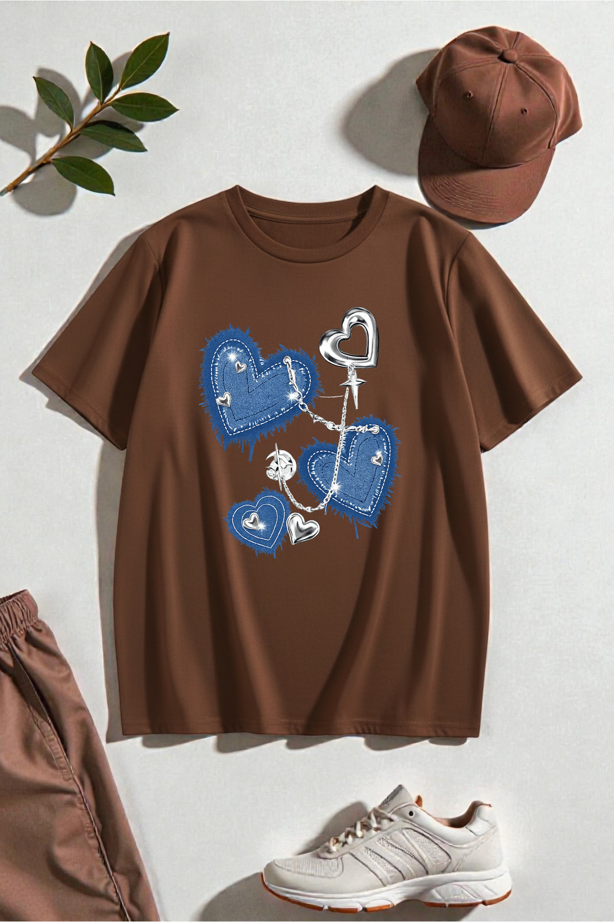 uyguntarz Unisex Heart Printed Design T-shirt