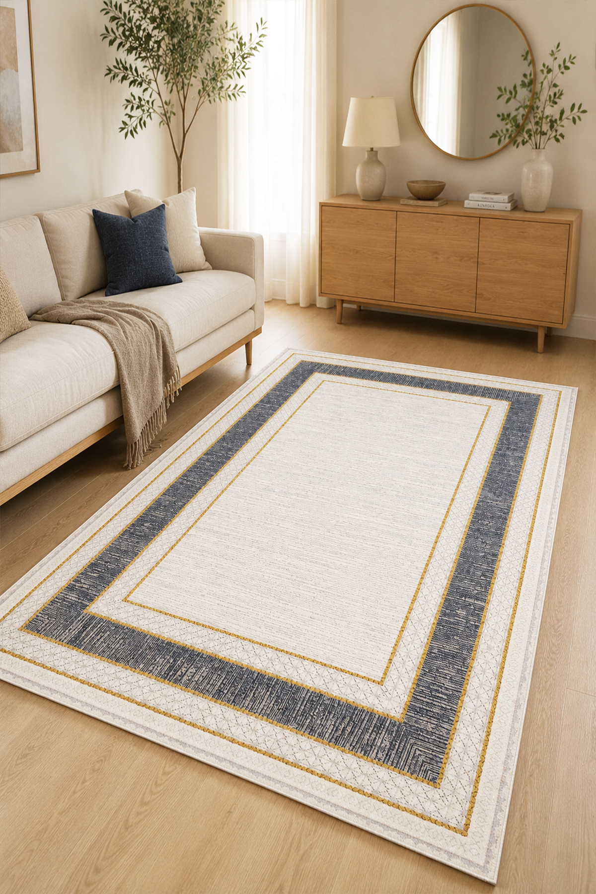 Bestie Machine Washable Anti-Slip Base Stainproof Digital Living Room Rug Kitchen Rug and Runner