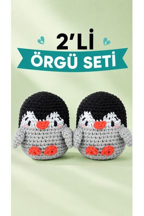 Liva Craft Art&Craft Örgü Seti, 2'li Penguenler Amigurumi Örgü Kiti, Tüm Malz...