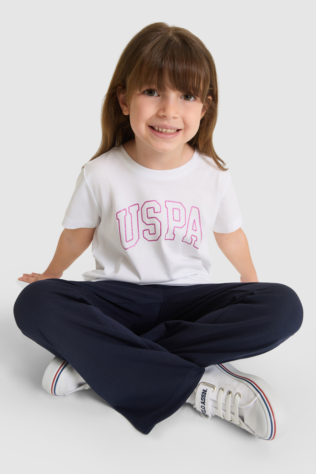 U.S. Polo Assn. تي شيرت أساسي أحمر برقبة دائرية للفتيات 50325631-VR013