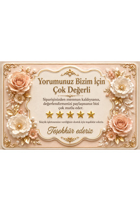 UAStudio 3D Çiçekli Tasarım Yorum Kartı | Sipariş Teşekkür Kartı | Küçük Işle...