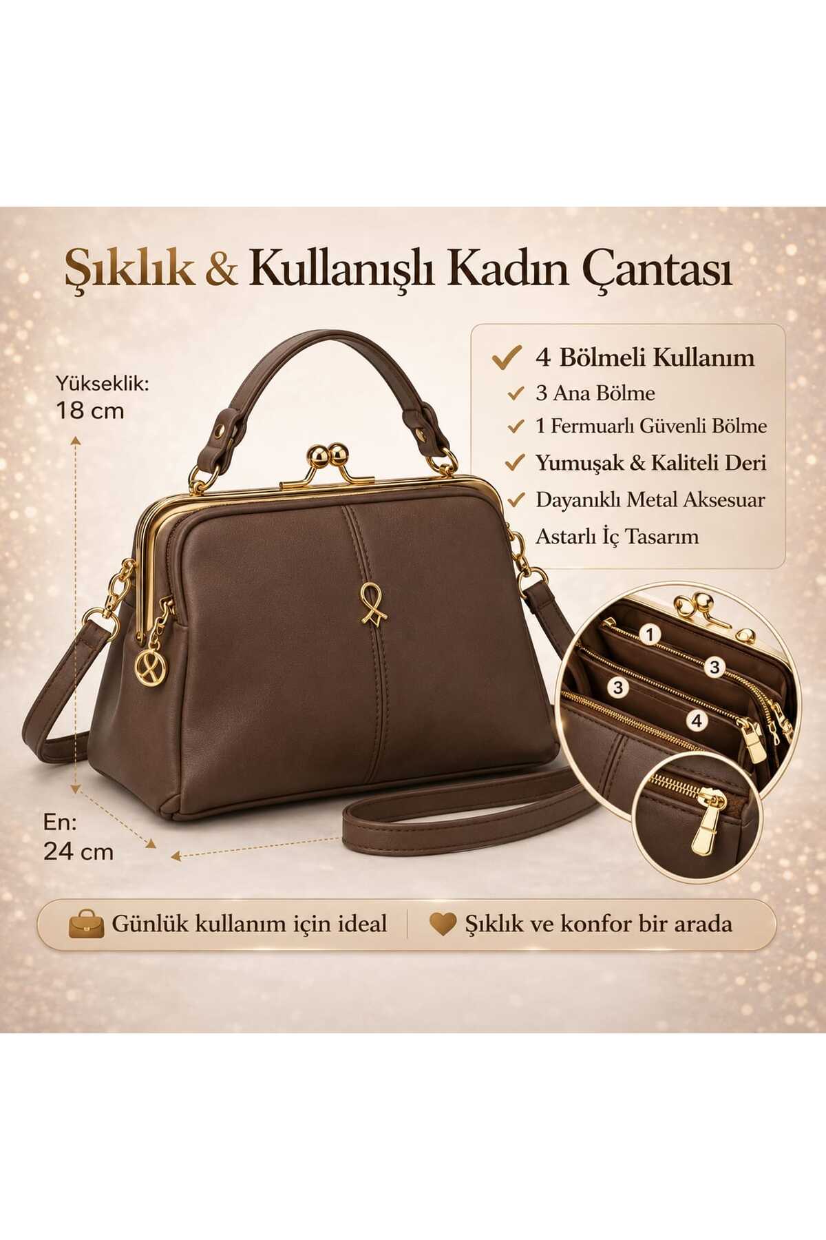 MODAMARKM 3.LÜ SET KADIN OMUZ ASKILI SPOR ÇANTA, 3 BÖLMELİ TELEFON ÇANTASI VE CÜZDAN SETİ görsel 4