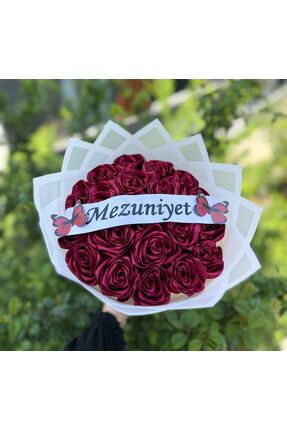 BUKET DÜNYASI 20 Lİ SOLMAYAN GÜL BUKETİ ŞERİT YAZILI MEZUNİYET