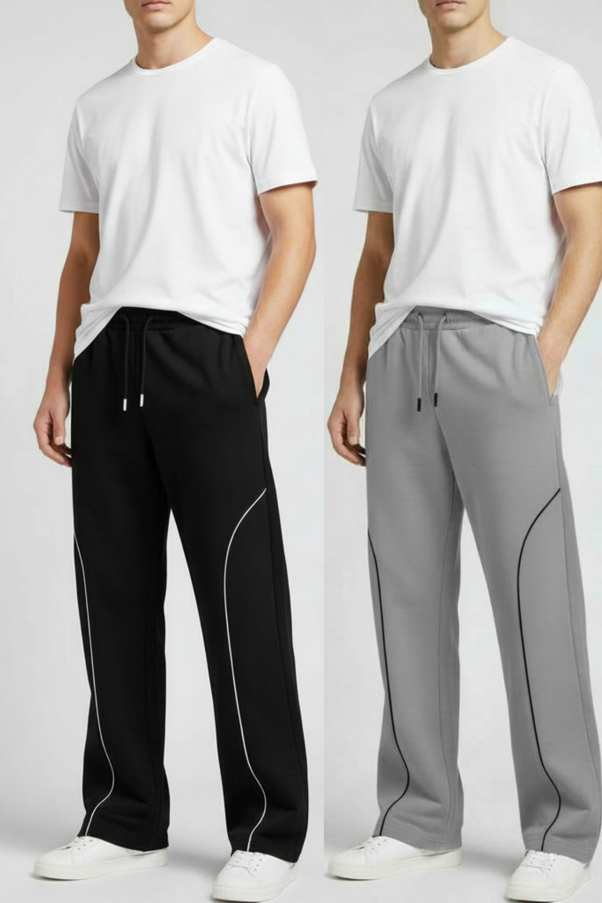 STRAVON Erkek Baggy Kesim Ön Biye Detalı Rahat Kesim Geniş Paça Eşofman Altı