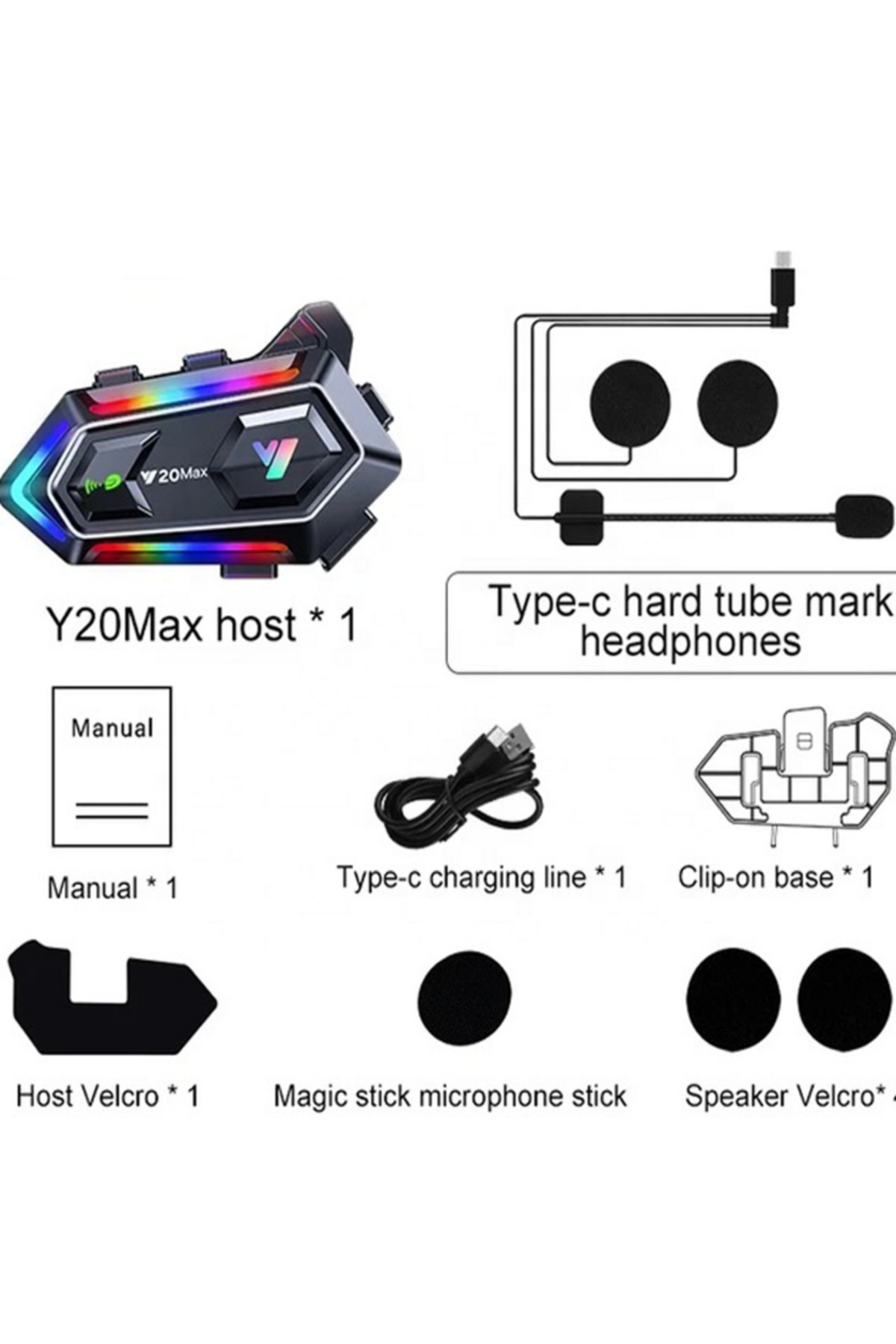 هدست موتورسواری Y20MAX با قابلیت ارتباط دو نفره، ضد آب، با نور RGB و مناسب برای کلاه کاسکت 5.3