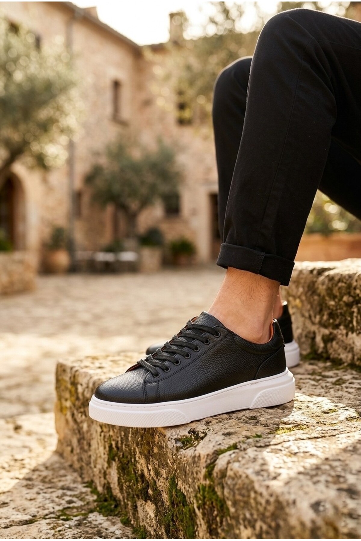 BOA BLF 010 Erkek Sneaker Günlük Casual Spor Ayakkabı Siyah Beyaz Taban görsel 4