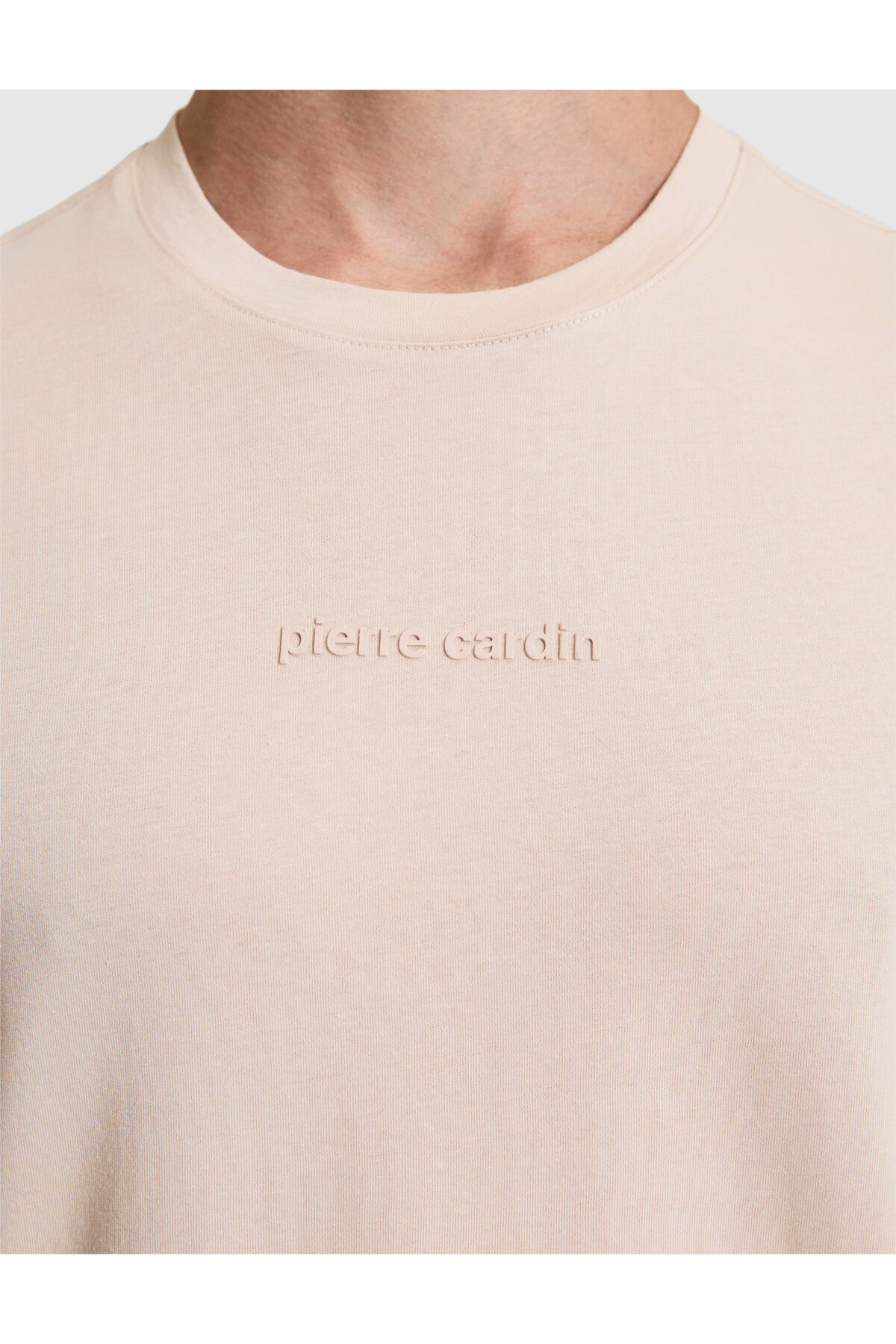 Pierre Cardin Koyu Bej Regular Fit %100 Pamuk Bisiklet Yaka Tişört 50327872-VR088 görsel 7
