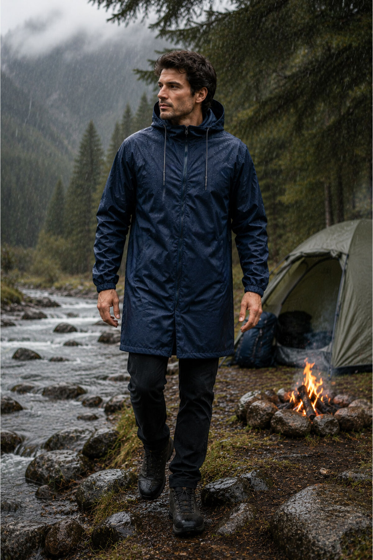 go out PVC %100 Su Geçirmez Pardesü Yürüyüş Yağmurluğu İş Güvenlik, Avcı, Trekking Yağmurluk, Kamp Yağmurluk Dikişsiz görsel 8