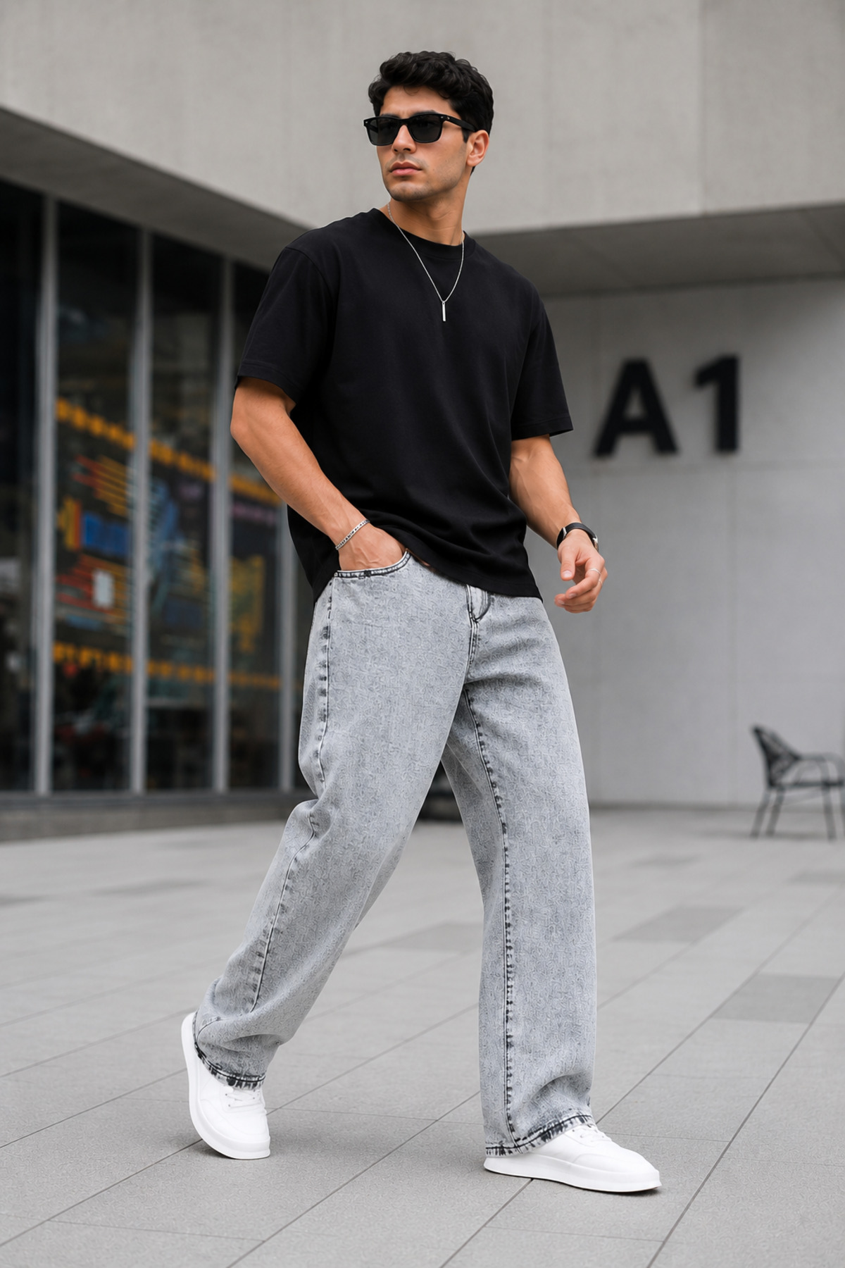 viking's line Gri Rahat Kalıp Baggy Pantolon