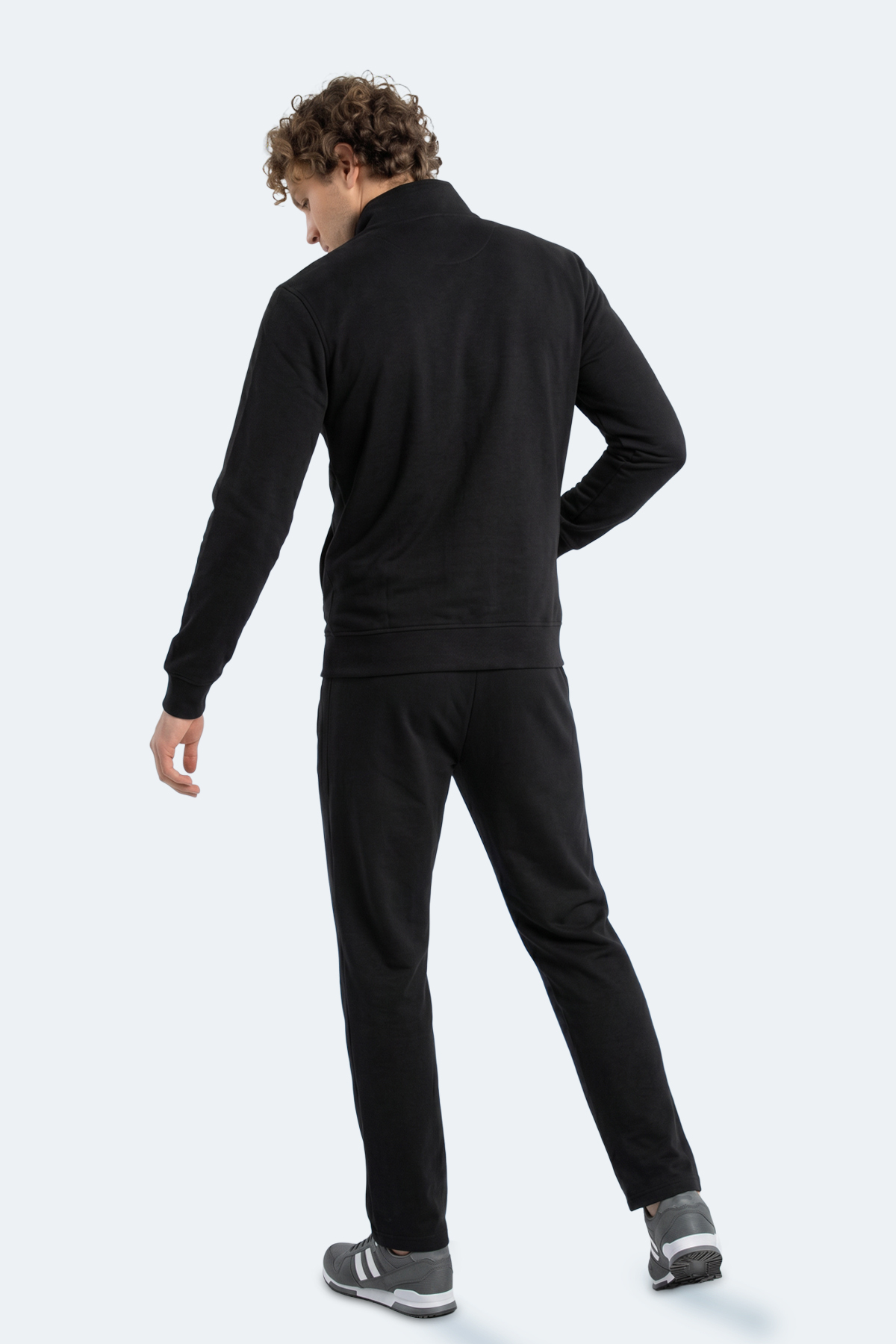 Slazenger BOOST GEAR Erkek Fermuarlı Dik Yaka Cepli Siyah Eşofman Takımı görsel 6