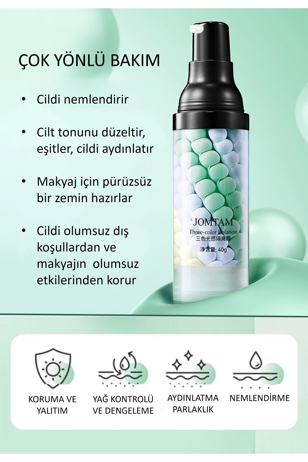 Üç Renkli Eşitleyici Aydınlatıcı Gökkuşağı Efsane Primer Baz Krem 40 gr — رنگارنگ TYC471C04684FC129B809AE00 — تصویر 7 از 8
