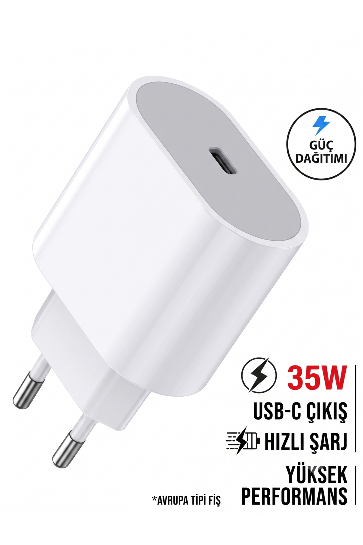 iPad/iPhone 15/16 Plus/17 Air/17 Pro Max/18 Duo Uyumlu Şarj Başlığı 35W Hızlı Şarj Cihazı Type-C PD Adaptör