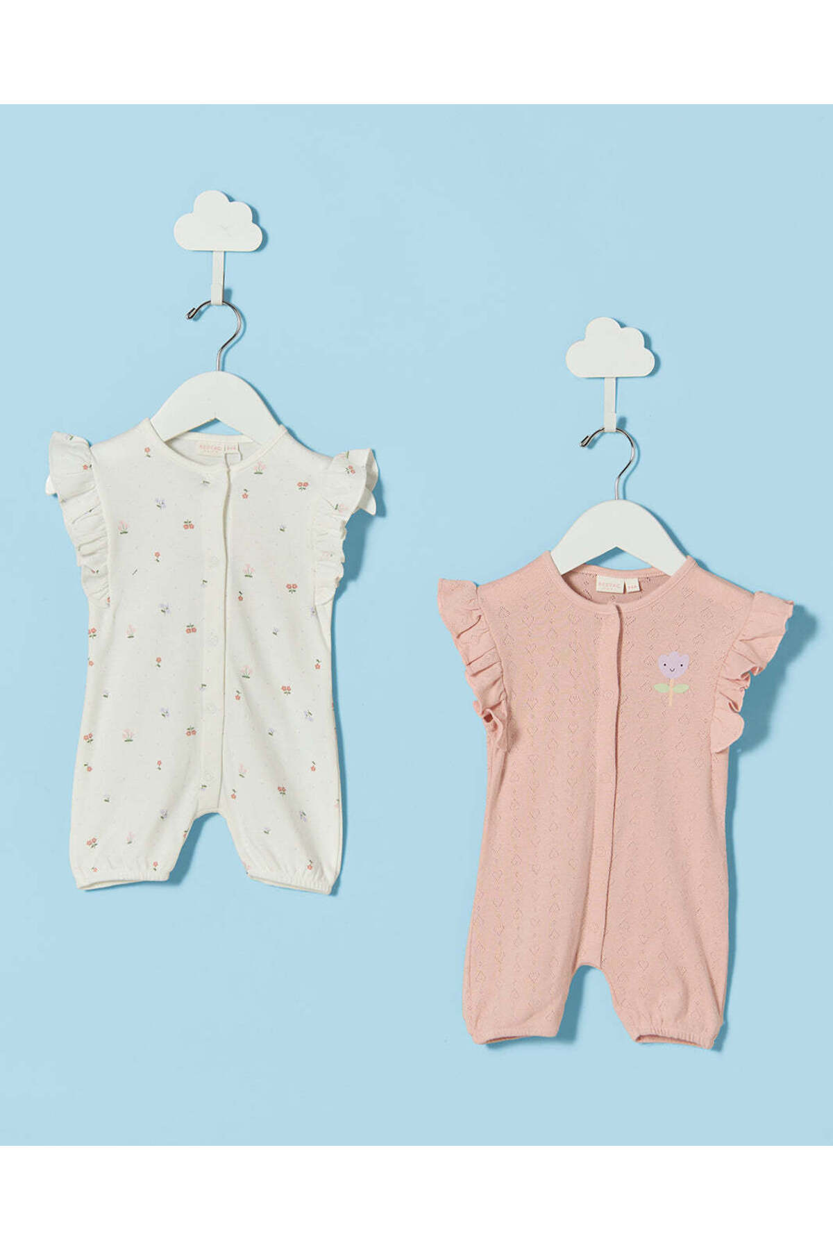 REDTAG Baby Girls Assorted Floral Rompers 2-Pack