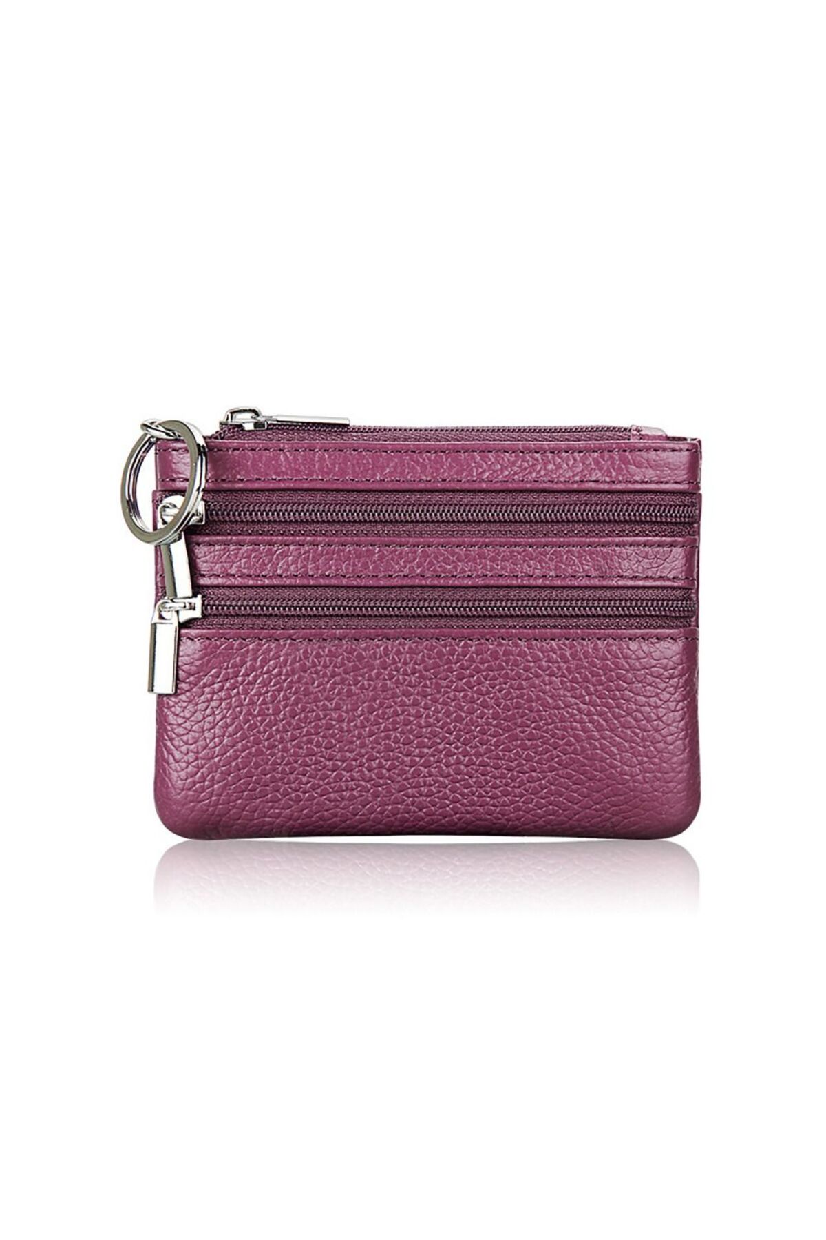 Choice purple PU Leather Money Coin Purse 2024 New with Key Ring Waterproof Pocket Purse Zipper Wear-resist