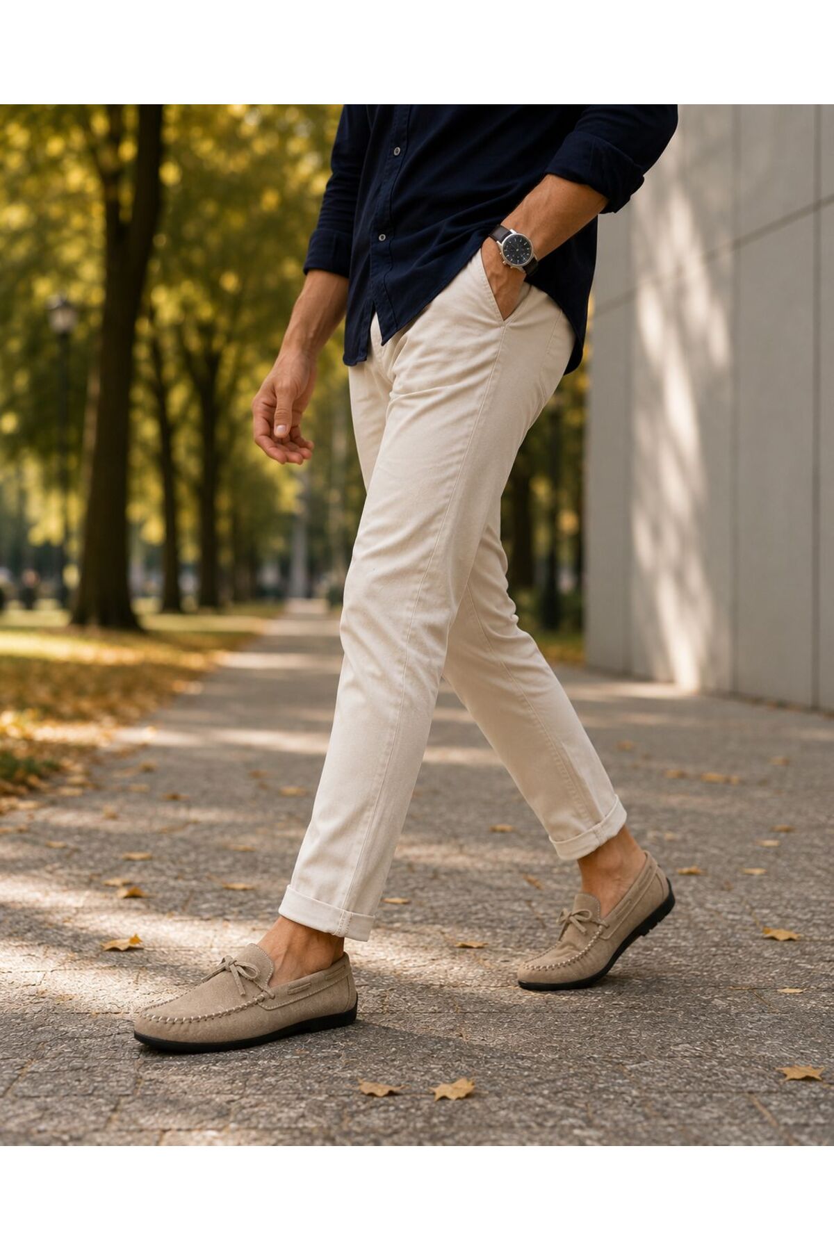 ROYSHOES Erkek Rok kum-bej deri loafer ayakkabı görsel 6