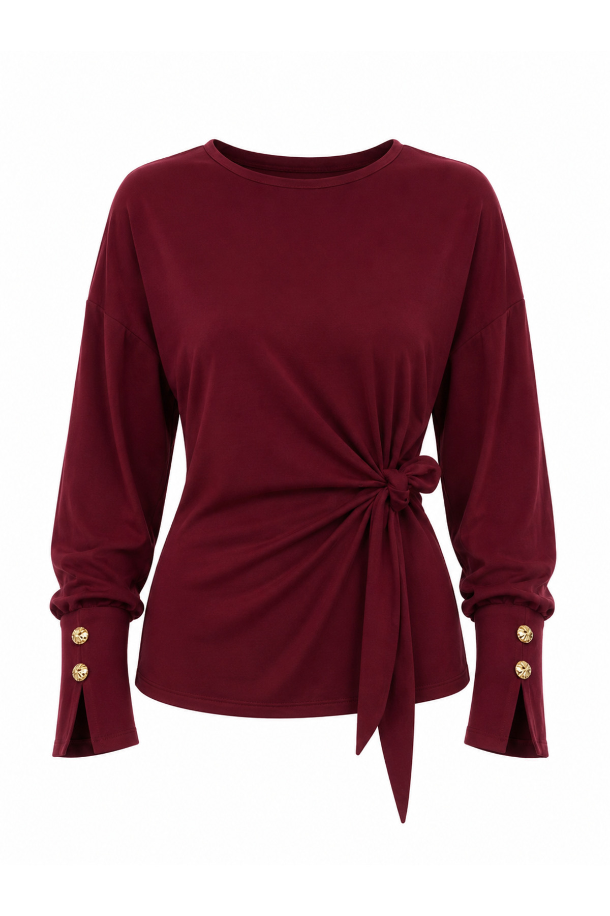 peri tower Women's Drawstring Detailed Tie-Up Long Sleeve Blouse 220