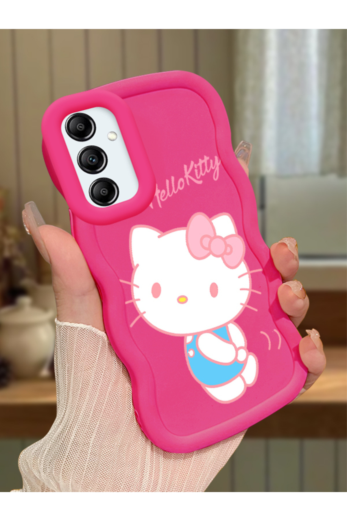 Samsung Galaxy A14 Compatible Case camera protector Red Silicone Couple Phone Case Kitty Pattern