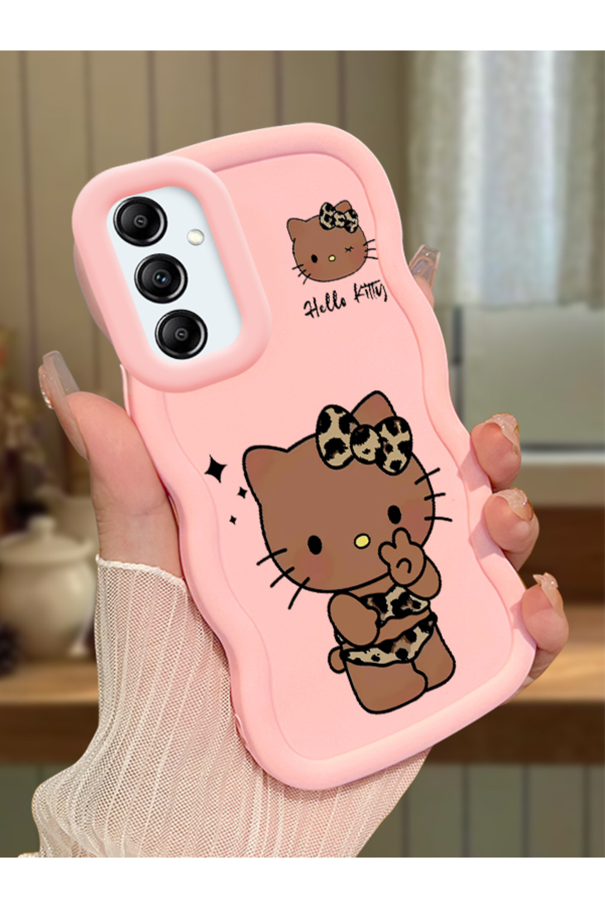 Samsung Galaxy A14 Compatible Case camera protector Pink Silicone Couple Phone Case Kitty Pattern