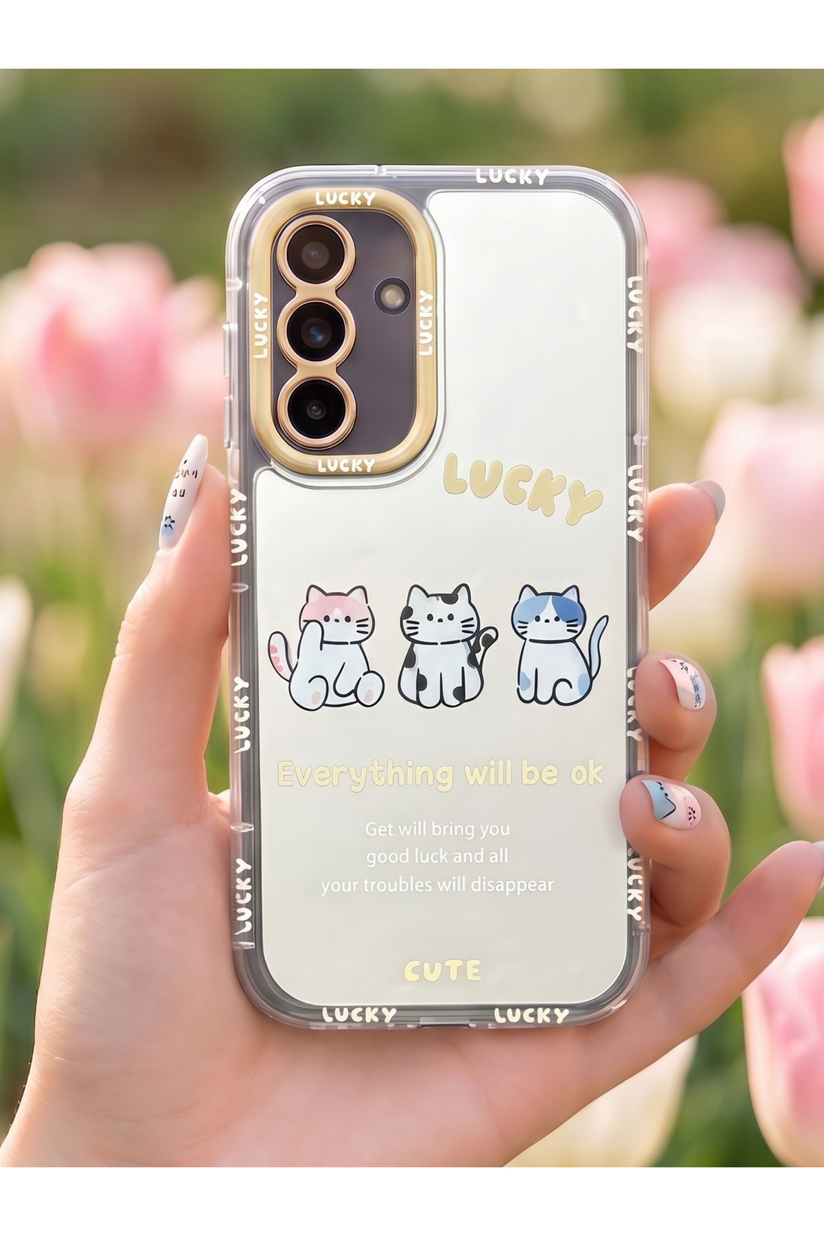 Samsung Galaxy S24 FE Compatible Case Camera Shielded Mirrored Cute Patterned Glossy Luxury Color Hard Cover