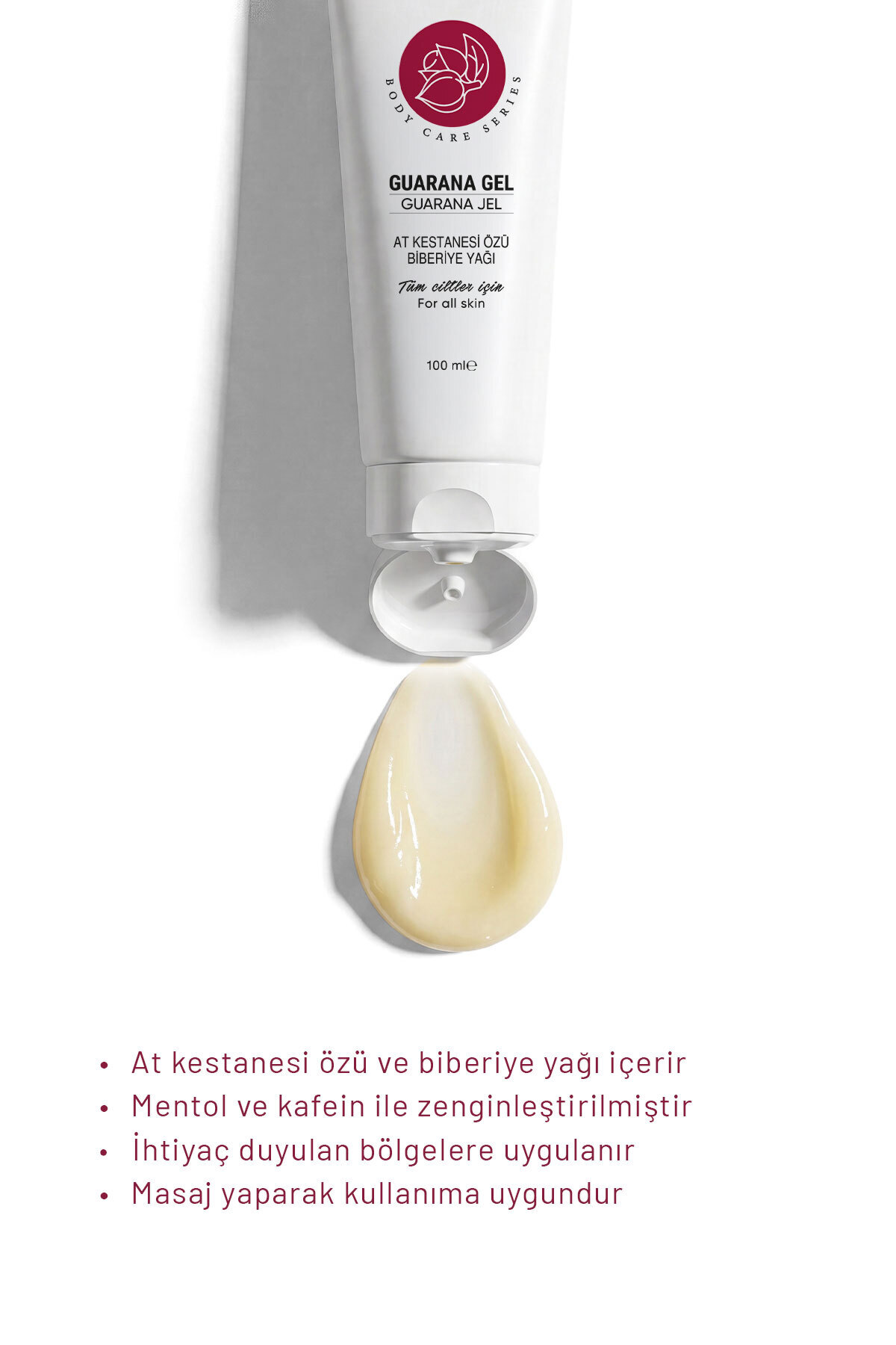 Guarana Özlü Sıkılaştırıcı Vücut Bakım Jeli At Kestanesi & Biberiye 100 ml — FN2327 — تصویر 2 از 4