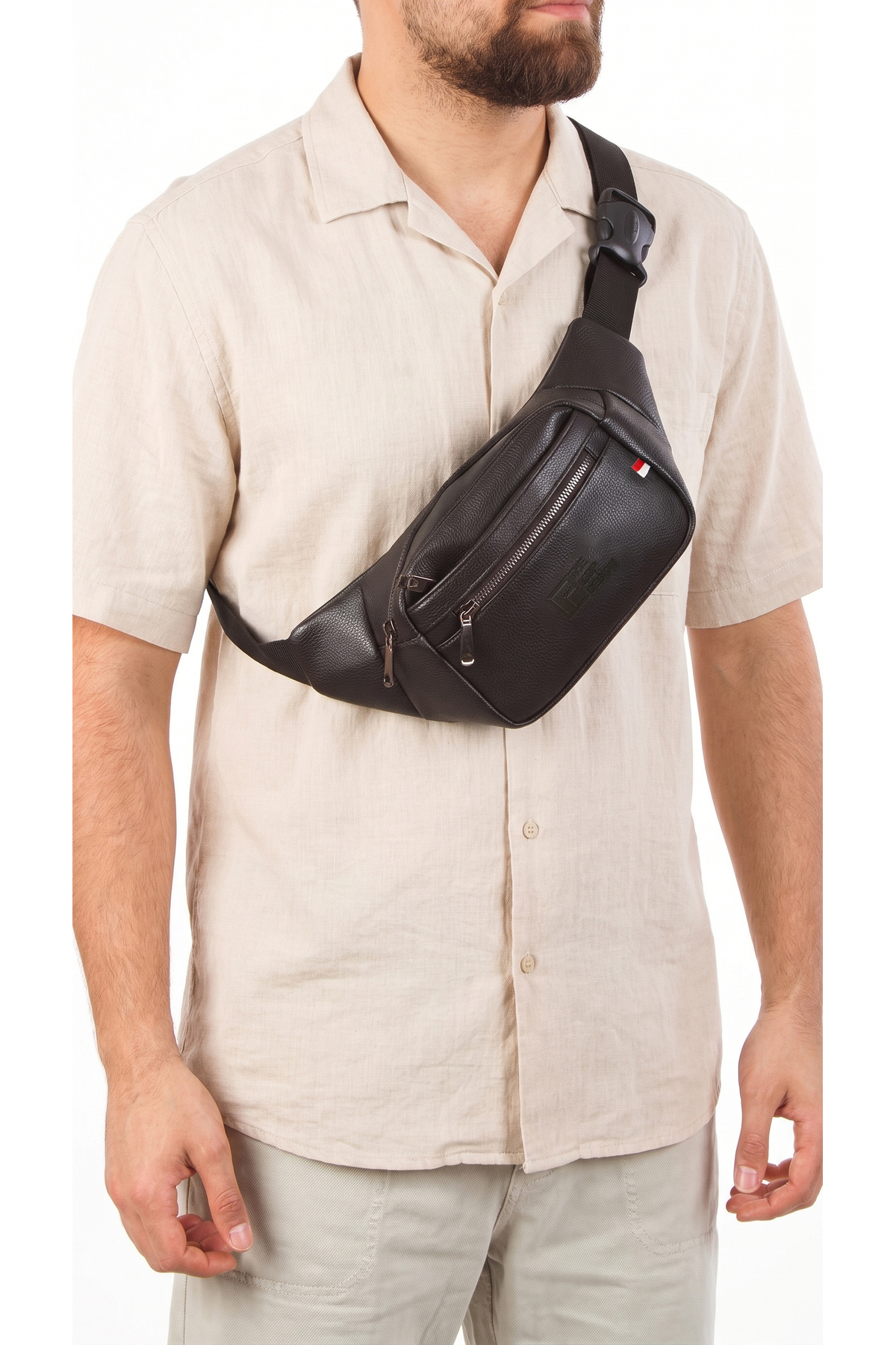 the loop design Unisex Siyah 4 Bölmeli Bel, Omuz ve Çapraz Çanta