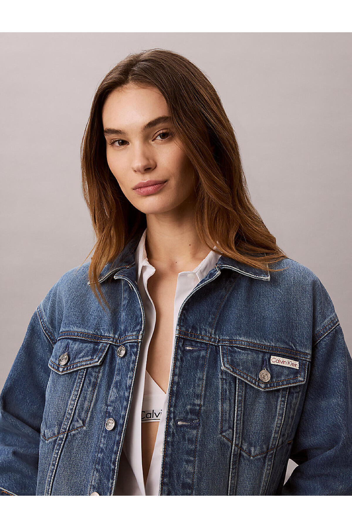 Calvin Klein 90s TRUCKER BASSET B, SCB Mavi Kadın Kot Ceket görsel 2