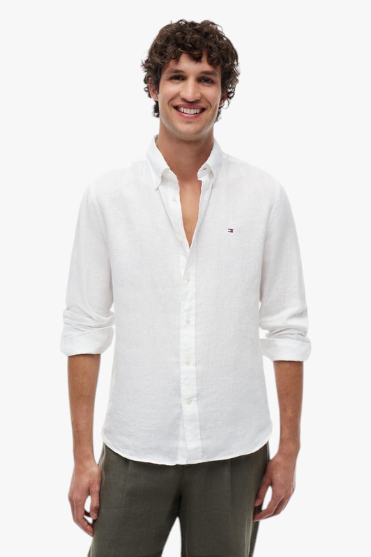 Tommy Hilfiger Pigment Dyed Li Solid Rf Shirt Men's White Shirt - Mw0Mw41530