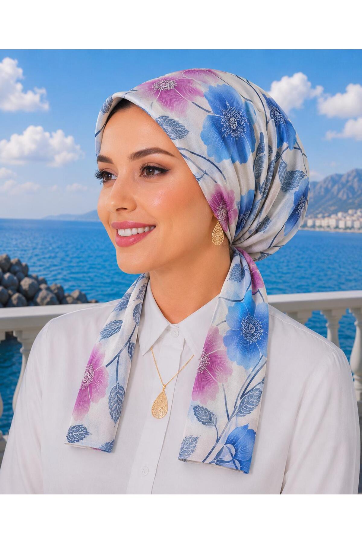 scarf bonnet cotton fabric does not slip,ready , must be tied from the back