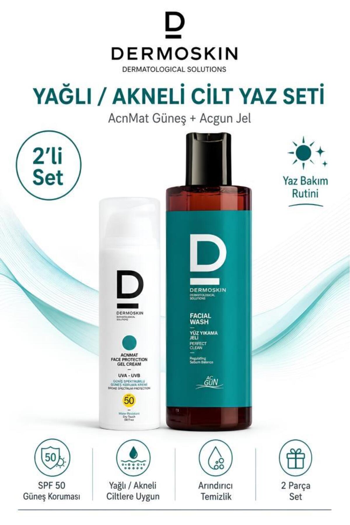Dermoskin AcnMat Güneş + Acgun Jel 'Yağlı/Akneli Cilt Yaz Seti — DMS.SET7