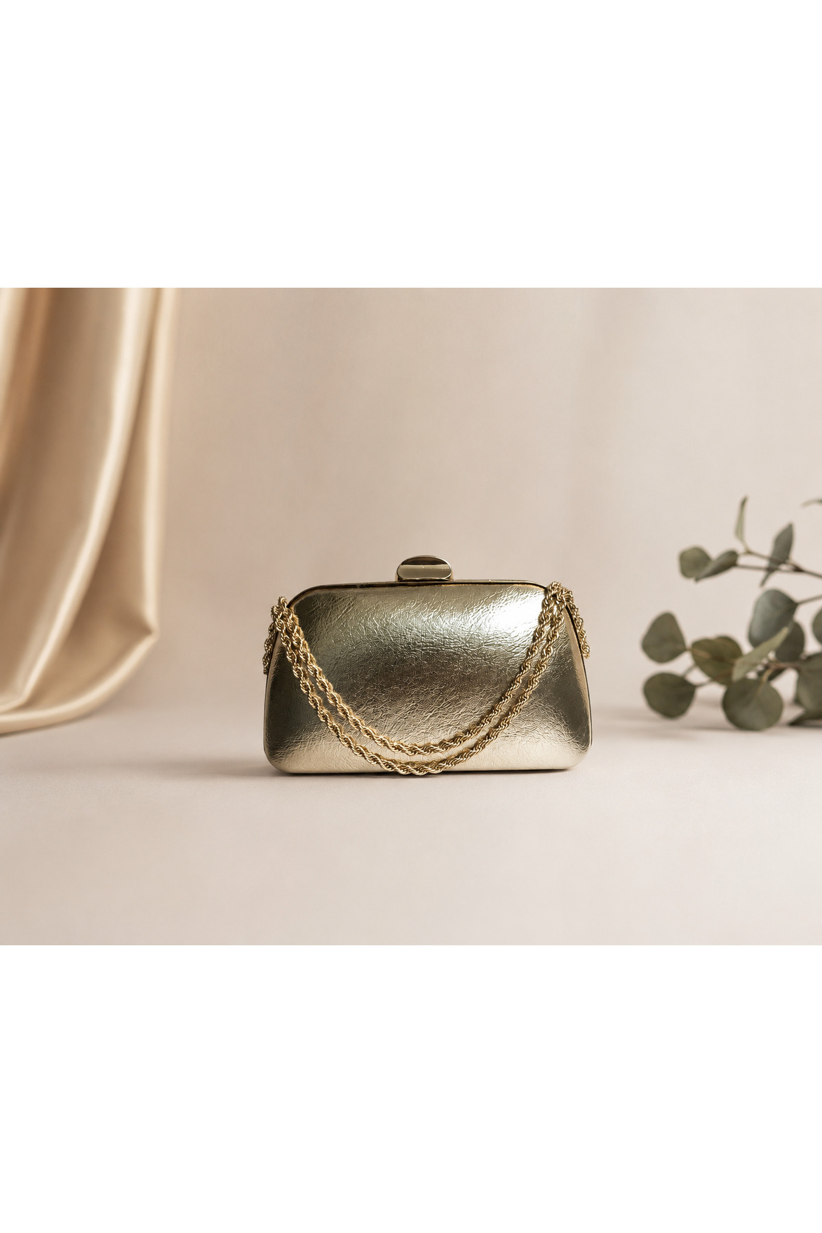 Gül karatekin gk Kadın Metalik Gold Burgu Zincirli Portföy Özel Gün Düğün Nişan Clutch Abiye Çanta görsel 2