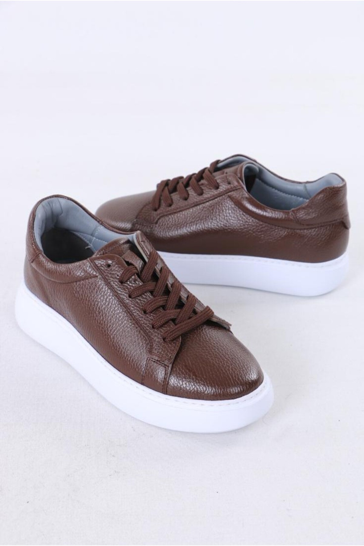 TROVIX Premium Kahverengi Erkek Sneaker, %100 Hakiki Deri, Beyaz EVA Taban görsel 5