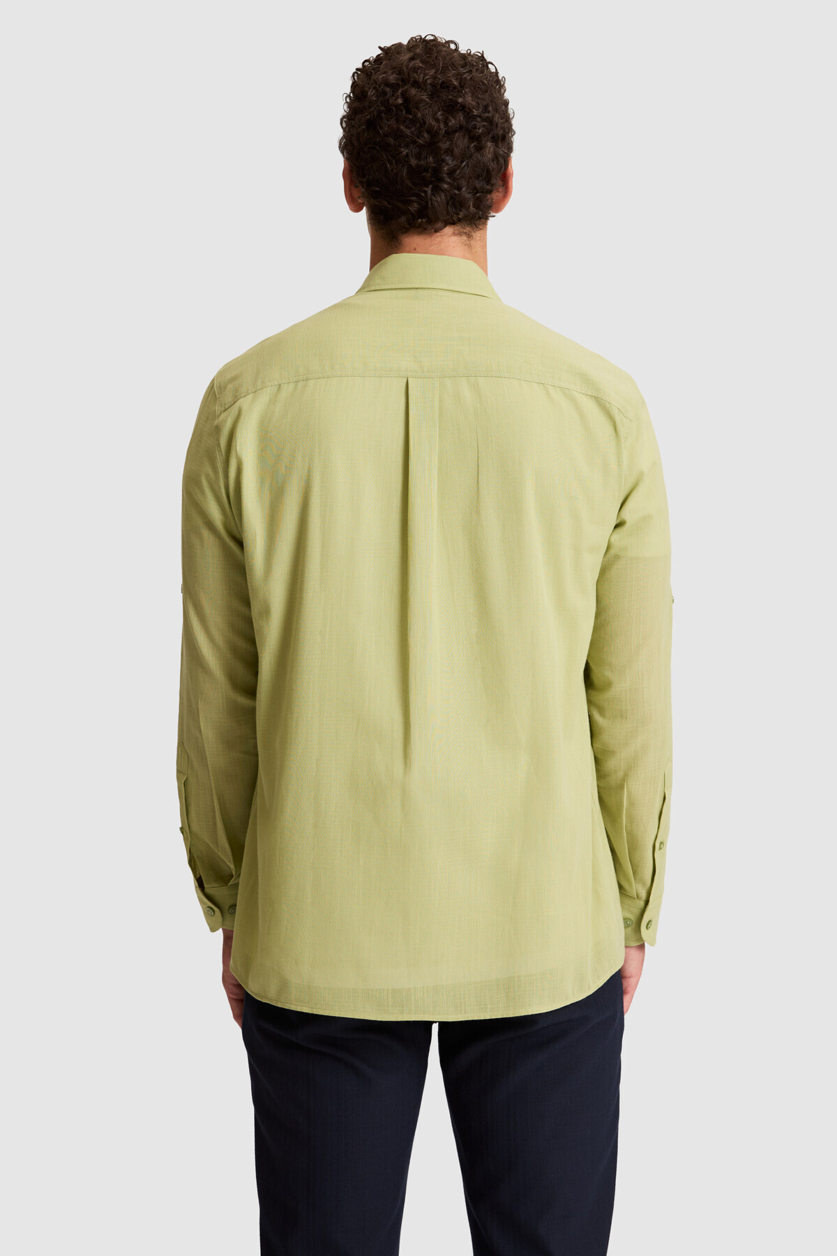 U.S. Polo Assn. Erkek Yeşil Uzun Kollu Basic Gömlek 50324660-VR016 görsel 5