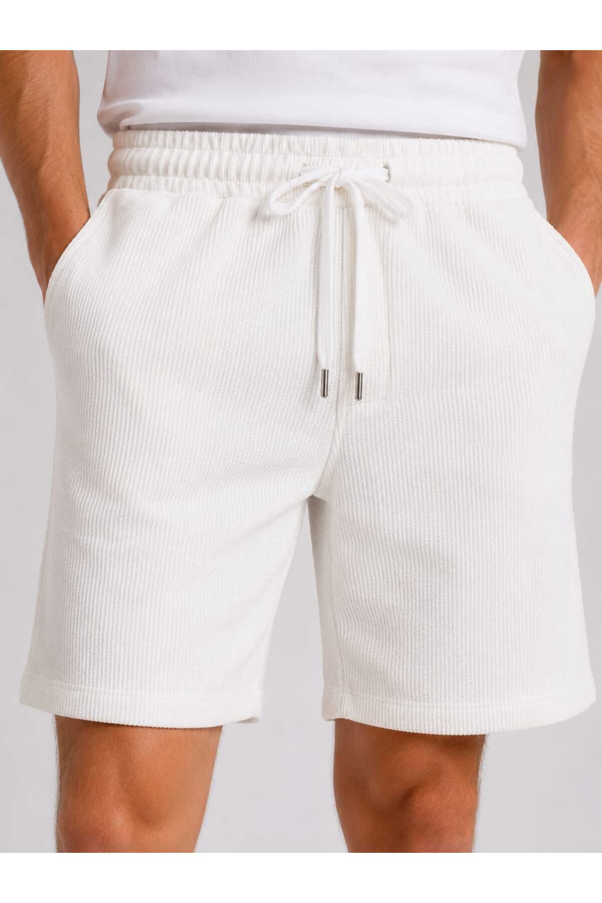 ASG Men's Ribbed White Shorts