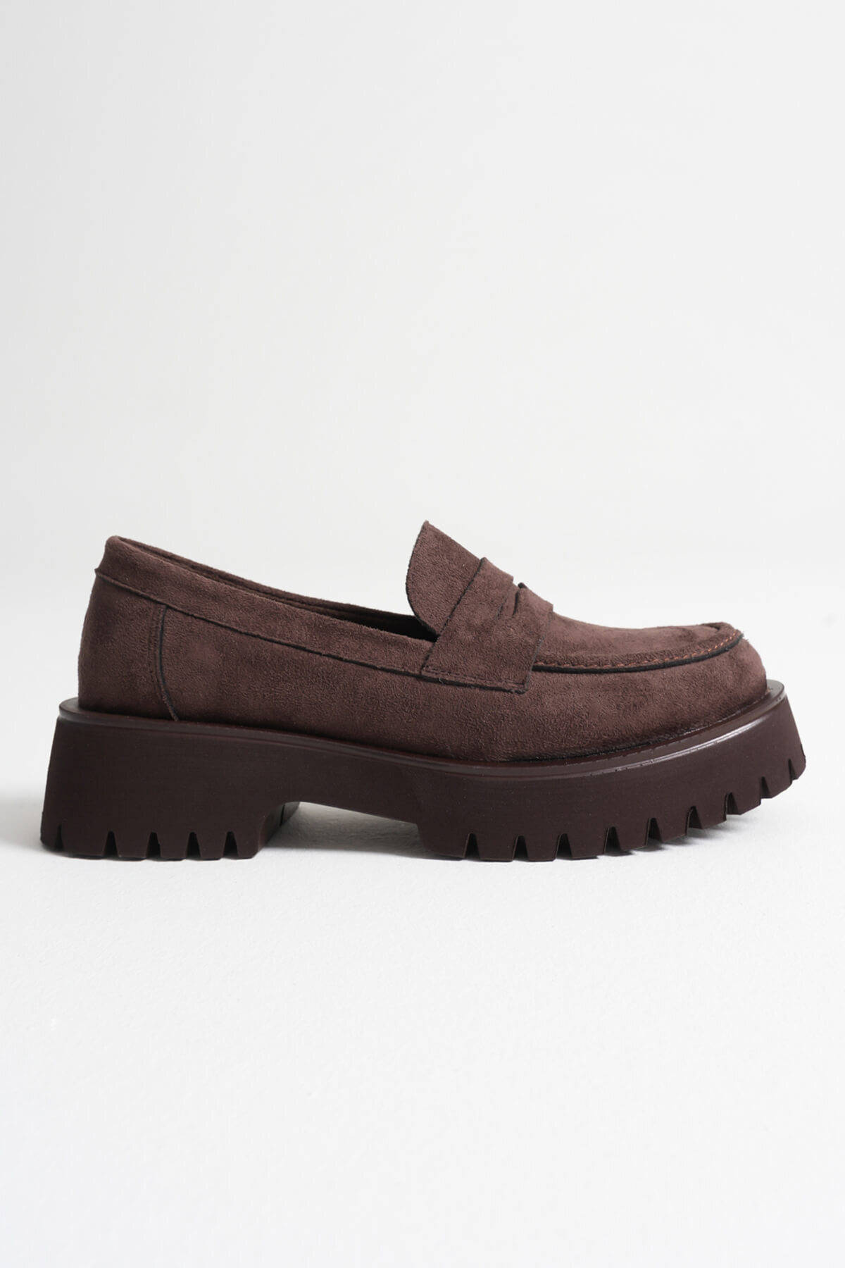 Cool Feet Kadın Acı Kahve Süet 4cm Kalın Tabanlı Loafer Ayakkabı görsel 3
