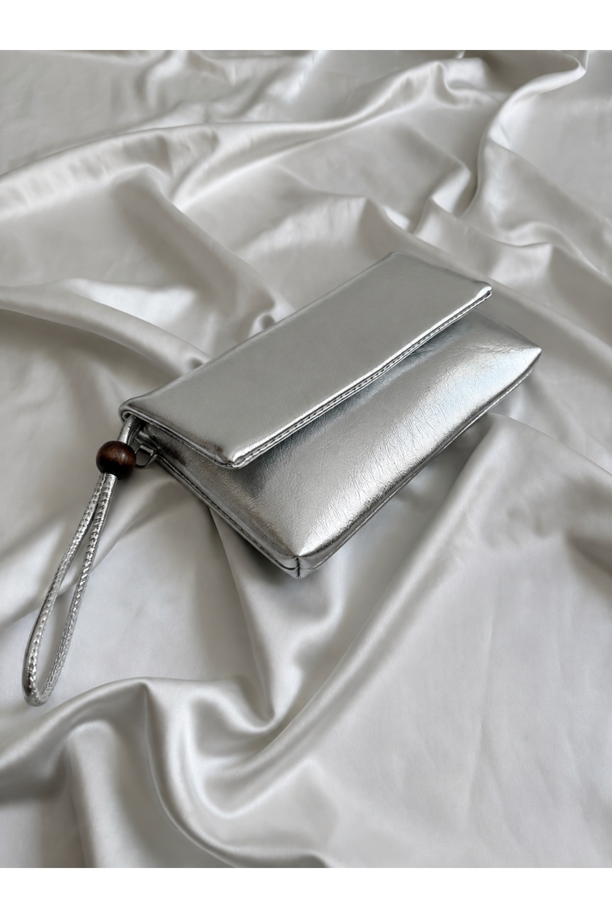 Mia Collection Sade Model Clutch Çanta , Portföy Çanta , El Çantası Gümüş görsel 2
