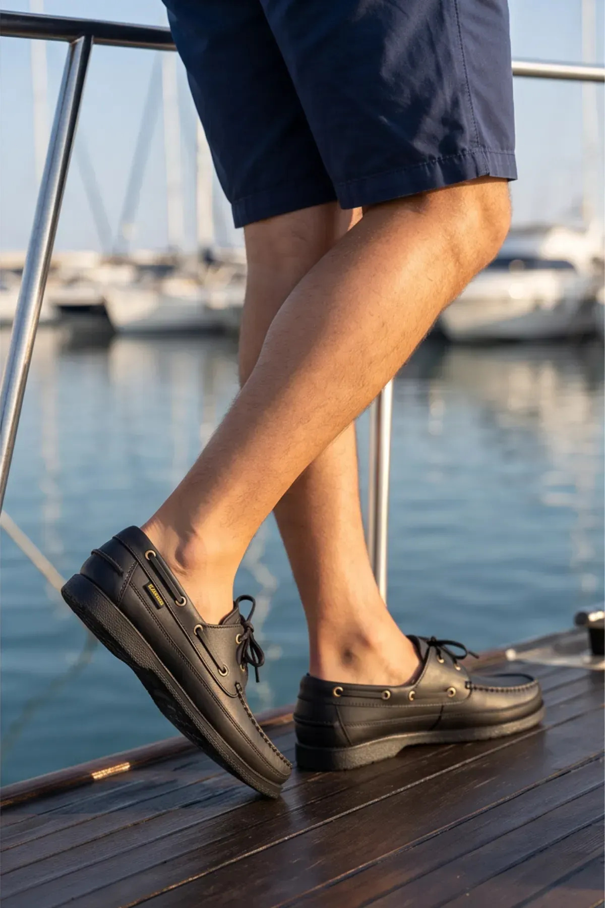 Liarca Blue Boy Marina, Siyah Hakiki Deri Lüks Erkek Tekne Ayakkabısı, Makosen, Loafer ve Casuall Ayakkab görsel 2