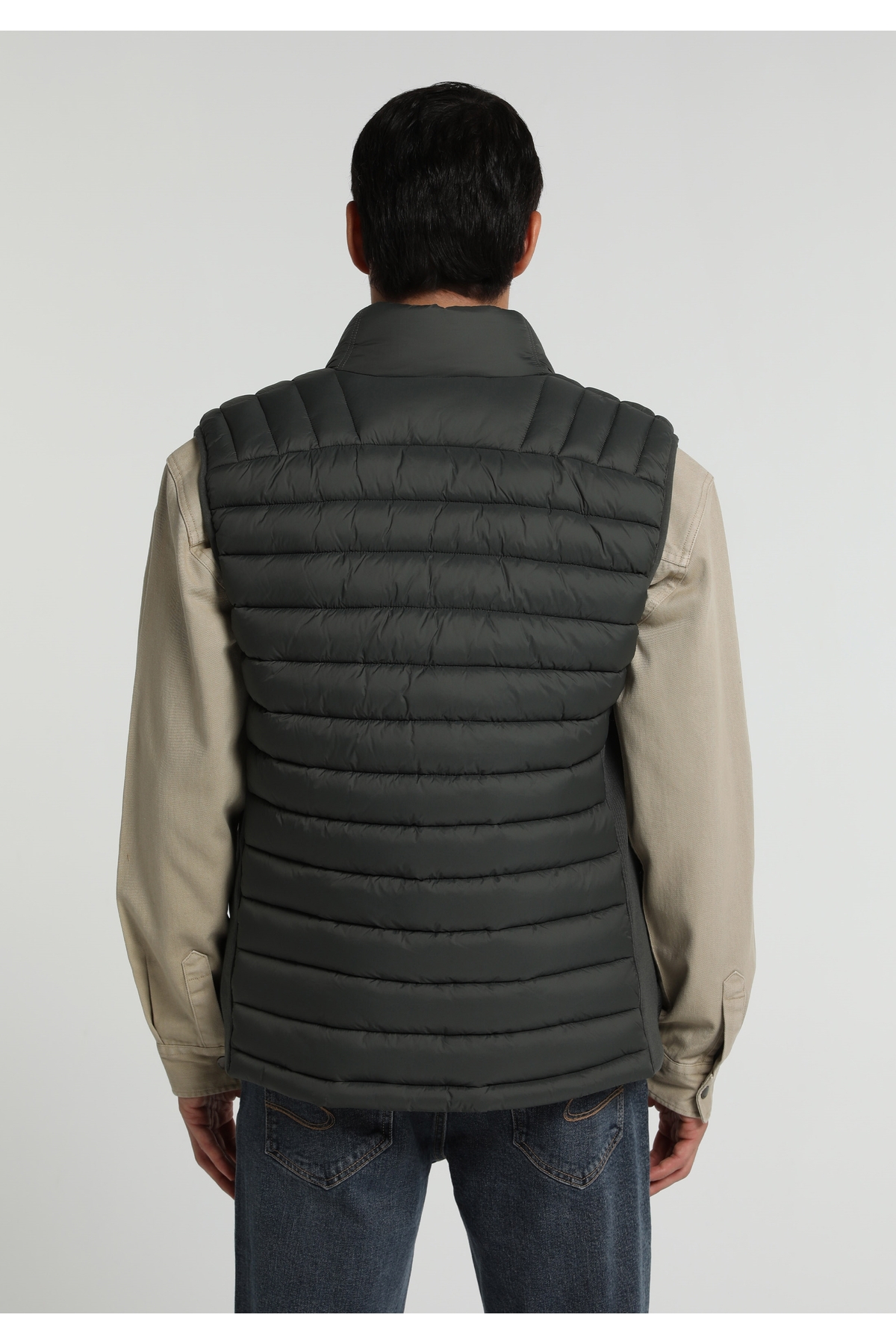 Colin's Slim Fit Dik Yaka Fermuarlı Astarlı Erkek Yeşil Yelek görsel 2