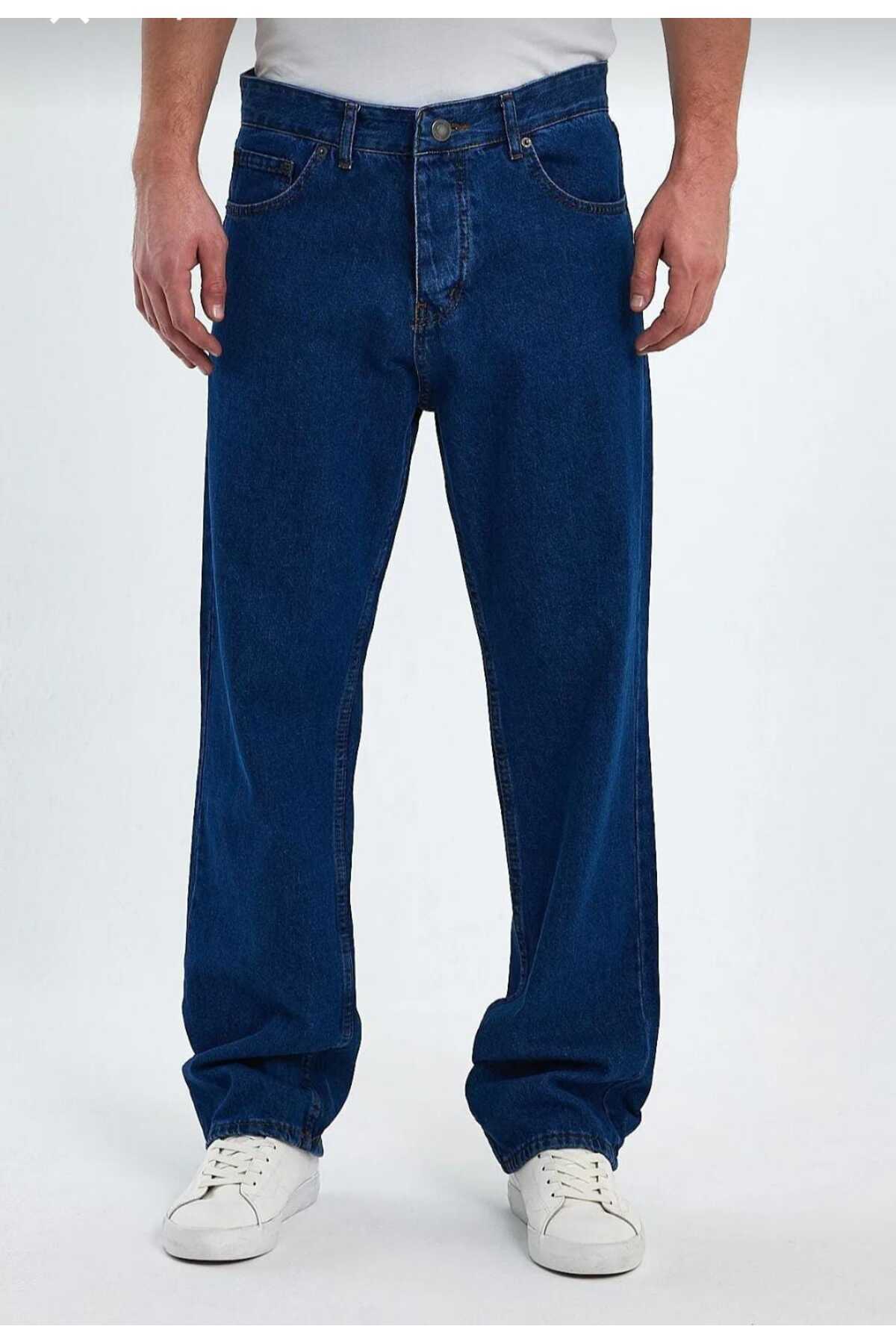 KING SEZAR Erkek Regular Fit Boru Paça Denim Jeans Kot Pantolon Erkek Kot Pantolon görsel 2