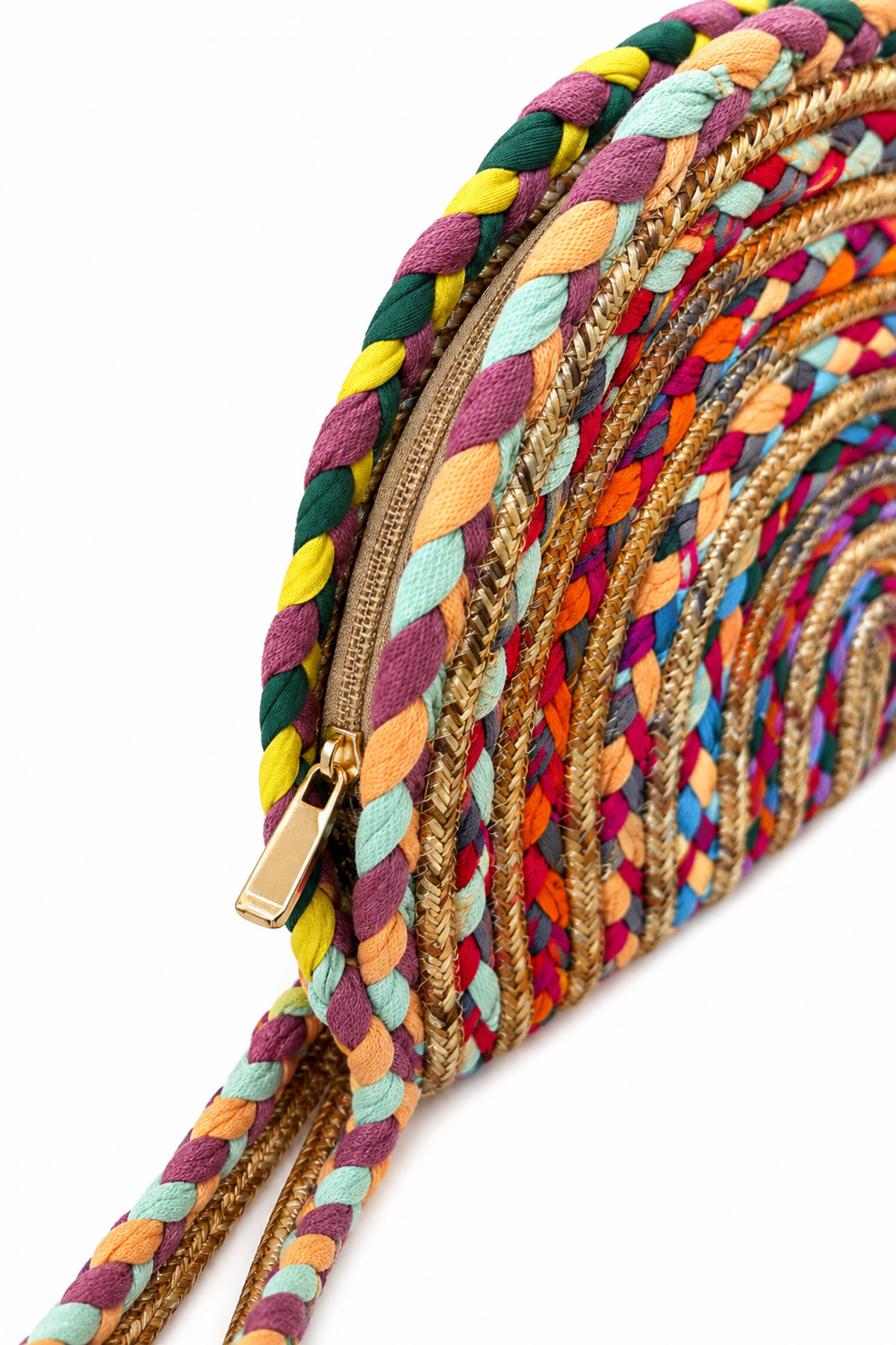MaVaux Moss Fermuarlı Hasır Jüt Vegan Clutch Çanta görsel 3