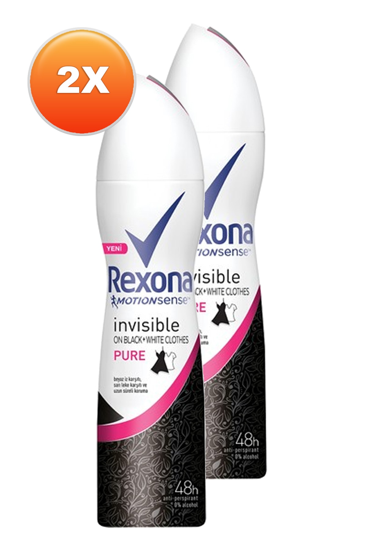 Rexona Invisible On Black + White Clothes Pure Kadın Deodorant 150 Ml. Ikili Paket