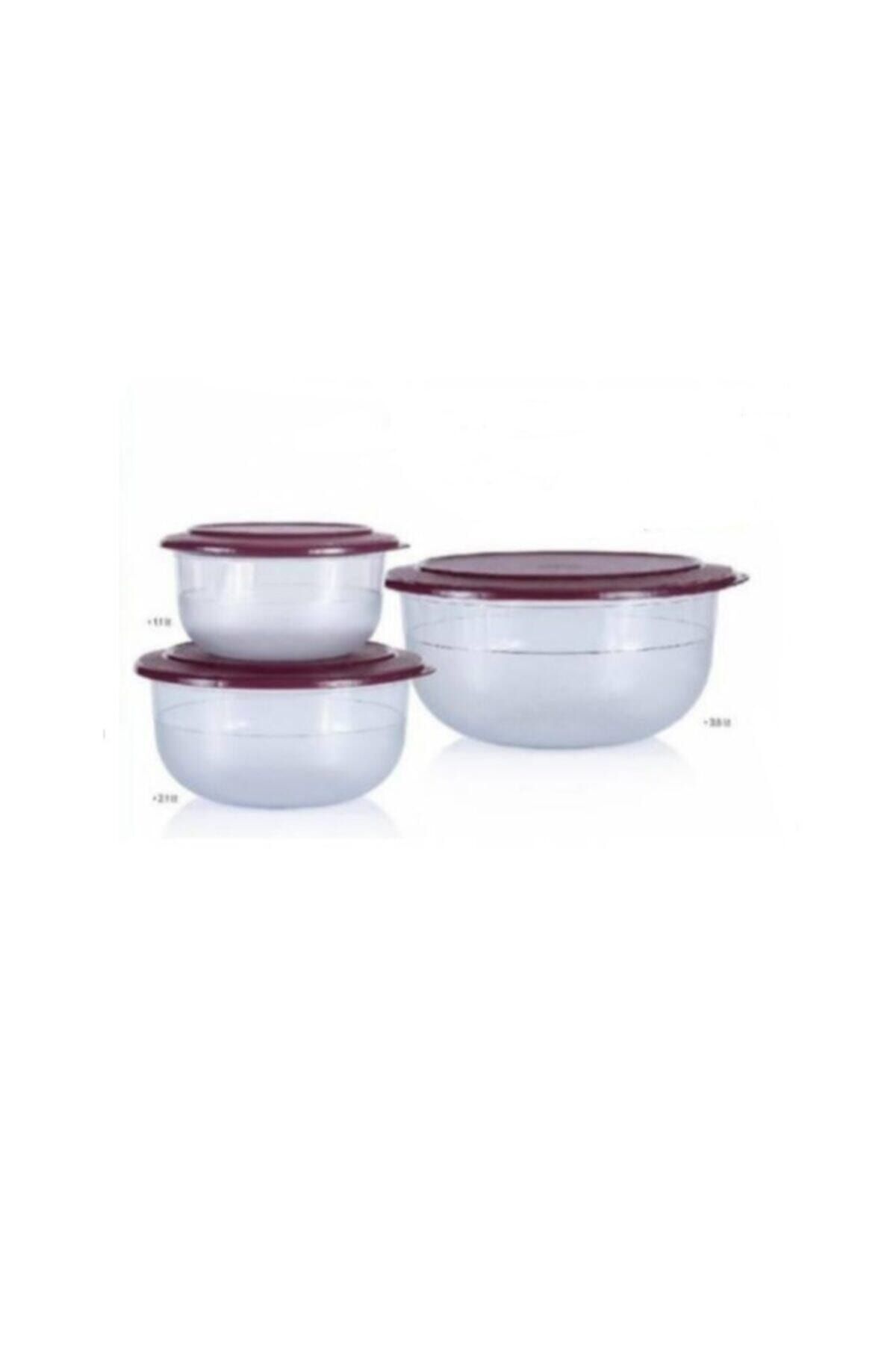 Tupperware-Claret Red Crystal Storage Container Set of 3 1