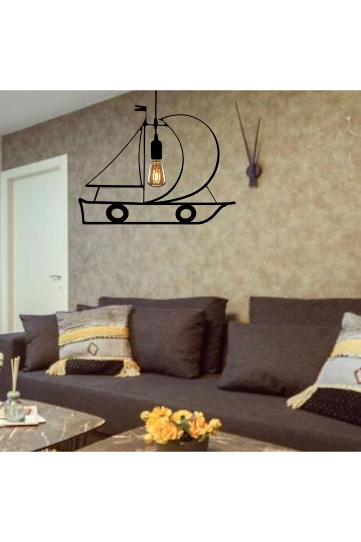 Bundera-Boat Pendant Lamp Chandelier Sailboat Modern Wrought Iron Metal Figurine 4